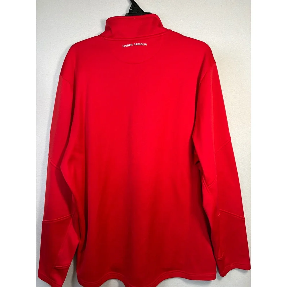Under Armour Quarter Zip Pullover Mens XL Red Excellent Golden Oaks Golf Club